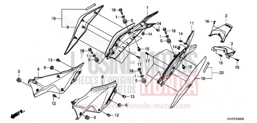 SEITENABDECKUNG/WINDLAUF, HINTEN CBR250RD de 2013
